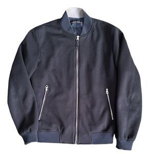 Zara Man Full Zip Bomber Jacket Lightweight Waffle Knit Mens Small Black